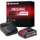 Eredeti Einhell Power X-Change Starter Kit akkumulátor és töltő (lítium-ion, 18 V, 2,0 Ah akkumulátor és gyorstöltő, minden Power X-Change eszközhöz alkalmas)