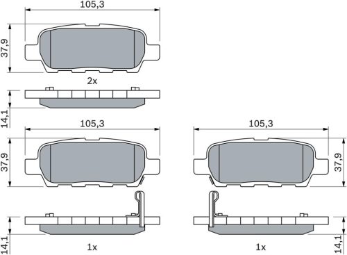 Bosch BP1000 Fékbetétek - Hátsó tengely - ECE-R90 minősítés - 1 készlet 4 fékbetét-(Nissan, Infiniti)