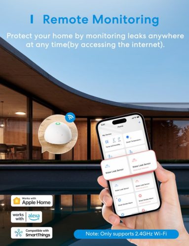 Meross intelligens vízérzékelő, WiFi vízszivárgás érzékelő
