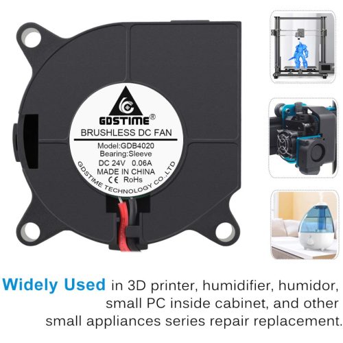 GDSTIME 2 db 40 mm-es 4020 ventilátor 24 V, 40x40x20 mm-es kis kefe nélküli egyenáramú turbóhűtő ventilátorok 2 tűs 3D nyomtatóhoz