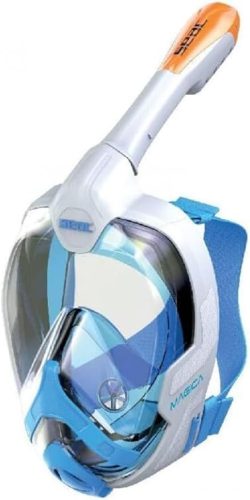 Seac Magica teljesálarcos búvármaszk – anti-felhős rendszerrel, Dry Top snorkellel, puha maszktest, fehér/narancs, XS/S, Gyári csomagolás nélkül