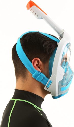 Seac Magica teljesálarcos búvármaszk – anti-felhős rendszerrel, Dry Top snorkellel, puha maszktest, fehér/narancs, XS/S, Gyári csomagolás nélkül