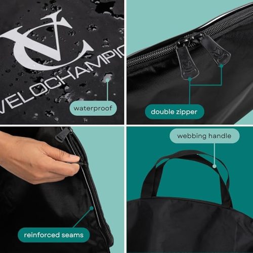 VeloChampion vízálló kerékpár keréktáska 650b / 700c / 26" – könnyű és hordozható kerékpártáska országúti, verseny, terep és MTB kerékhez (2 darabos szett)