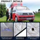 Belső hőszigetelt árnyékoló szett - vastagított változat, fekete hátlappal, 8 db-os csomag, kompatibilis a VW T5/T6 Van LWB (hosszú tengelytávú) modellekkel, többrétegű, tartós anyagból, ezüst fényvisszaverő anyagból
