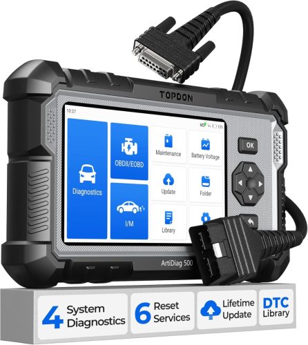 TOPDON ArtiDiag500,OBD2 kódolvasó szkenner Motor ABS SRS sebességváltó autódiagnosztikai eszköz minden autóhoz, 6 visszaállítási szolgáltatás olaj/SAS/TPMS/ETS/BMS/fékrendszerekhez, Wi-Fi ingyenes frissítés