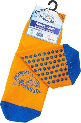 Flipper Swimsafe Gyerek Vízicipő / Aquazokni Csúszásgátló Talppal – Kék/Narancs, 19–22 méret