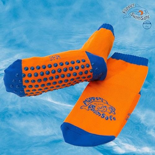 Flipper Swimsafe Gyerek Vízicipő / Aquazokni Csúszásgátló Talppal – Kék/Narancs, 19–22 méret