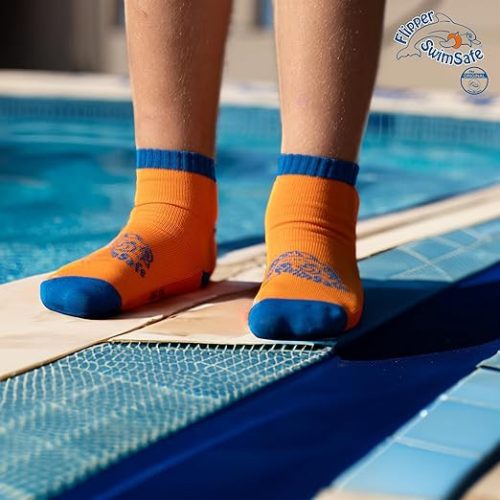 Flipper Swimsafe Gyerek Vízicipő / Aquazokni Csúszásgátló Talppal – Kék/Narancs, 19–22 méret