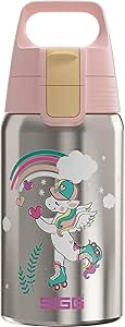 SIGG Shield One Uni Skate rozsdamentes acél kulacs gyerekeknek – szivárgásmentes, BPA-mentes, szürke-rózsaszín 0,5 liter
