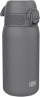 Ion8 rozsdamentes acél kulacs gyerekeknek – szivárgásmentes, egykezes nyitással, biztonsági zárral, szürke, 400 ml