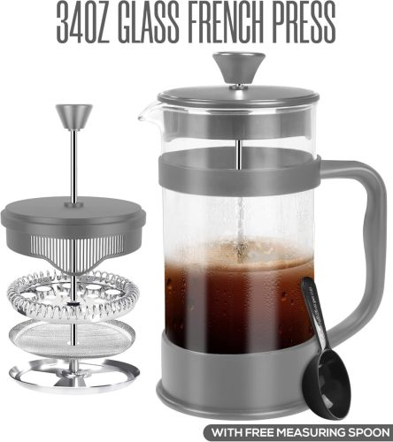 Kichly kávéfőző rozsdamentes acél szűrővel, francia présrendszerrel, (1000 ml)