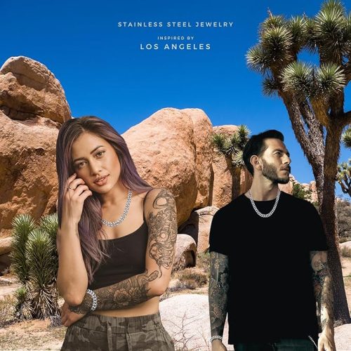 RUGGED STEEL rozsdamentes acél kubai szemű lánc és karkötő szett 10 mm széles