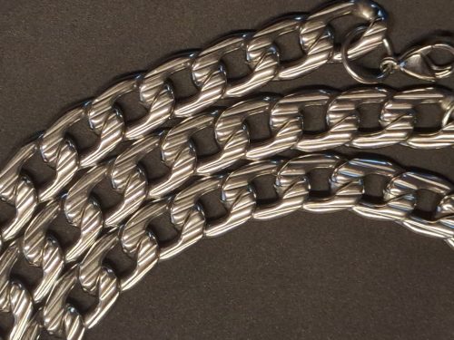 RUGGED STEEL rozsdamentes acél kubai szemű lánc és karkötő szett 10 mm széles