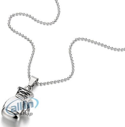 COOLSTEELANDBEYOND boxkesztyű, rozsdamentes acél nyaklánc férfiaknak Acrílica medál 60 cm-es acél golyós lánccal 